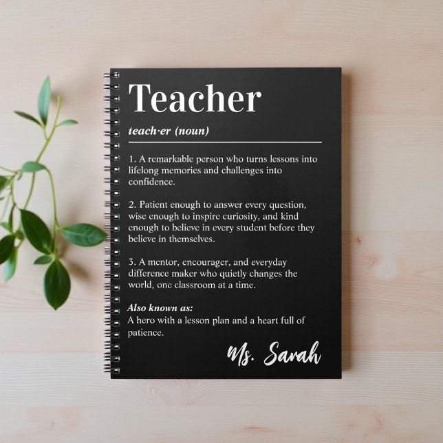 Personalized Teacher Dictionary Definition Black Notebook (Creator Uploaded)