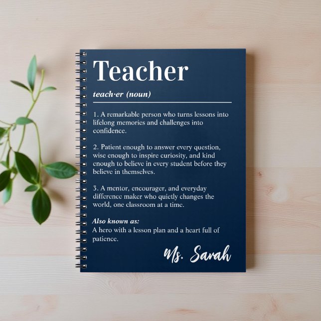 Personalized Teacher Dictionary Definition Navy Notebook (Creator Uploaded)