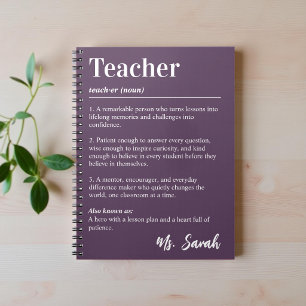 Personalized Teacher Dictionary Definition Purple Notebook