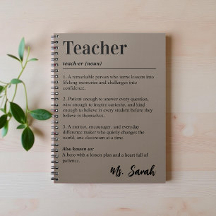Personalized Teacher Dictionary Definition Taupe Notebook