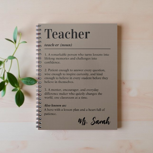 Personalized Teacher Dictionary Definition Taupe Notebook (Creator Uploaded)