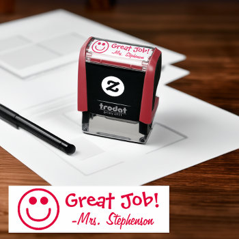 Personalized Teacher Face Reward Stamp by cutencomfy at Zazzle