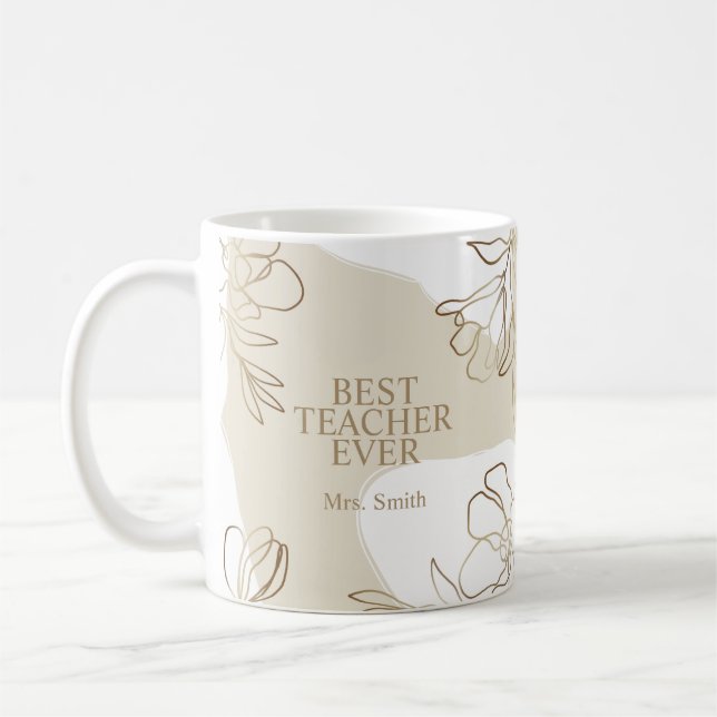 Personalized Teacher Floral Mug (Left)