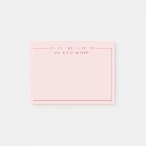 Personalized Teacher From The Desk Of Pink Post_it Notes