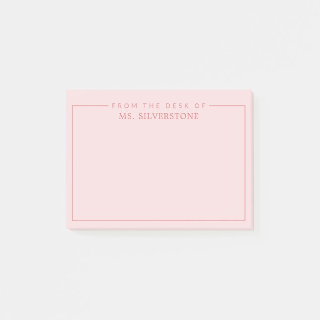 Personalized Teacher From The Desk Of Pink Post-it Notes (Front)
