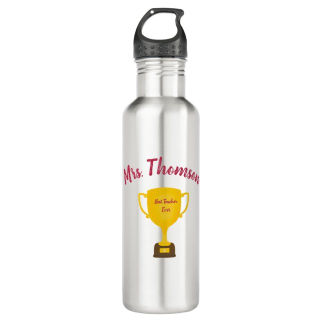 Personalized teacher gift, Best teacher ever Stainless Steel Water Bottle (Front)