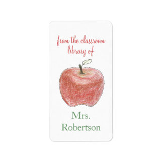 Personalized teacher gift bookplates with apple