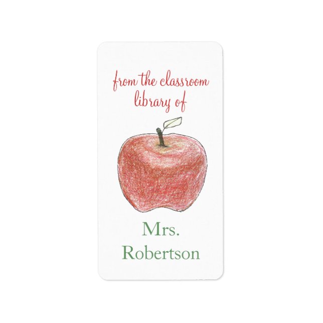 Personalized teacher gift bookplates with apple (Front)