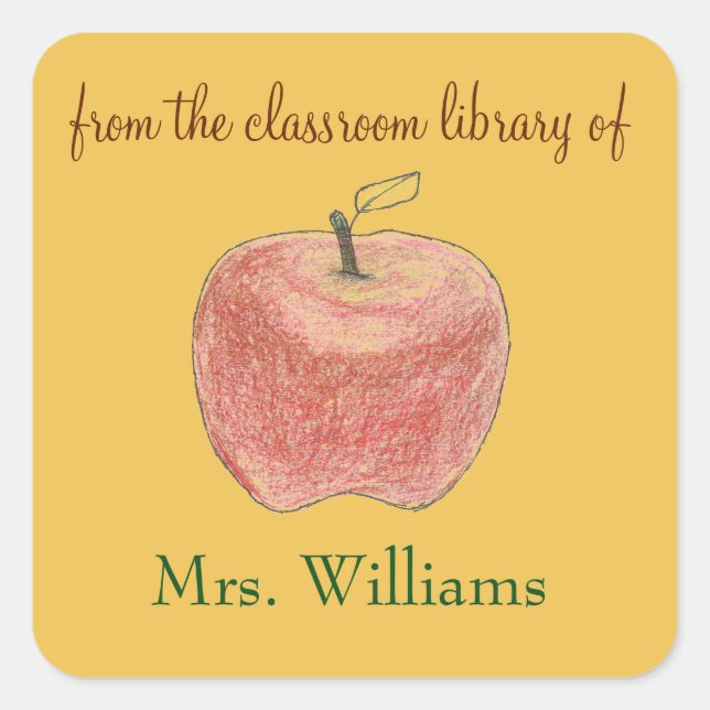 Personalized teacher gift bookplates with apple 2 (Front)