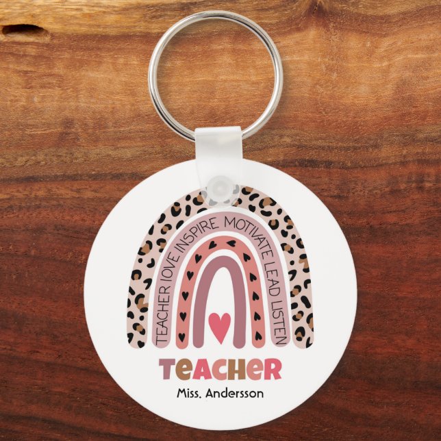 Personalized Teacher Gift, Custom Teacher Gift Key Keychain (Front)