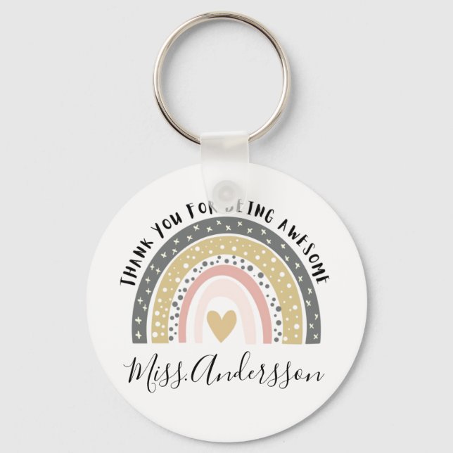 Personalized Teacher Gift, Custom Teacher Gift Keychain (Front)