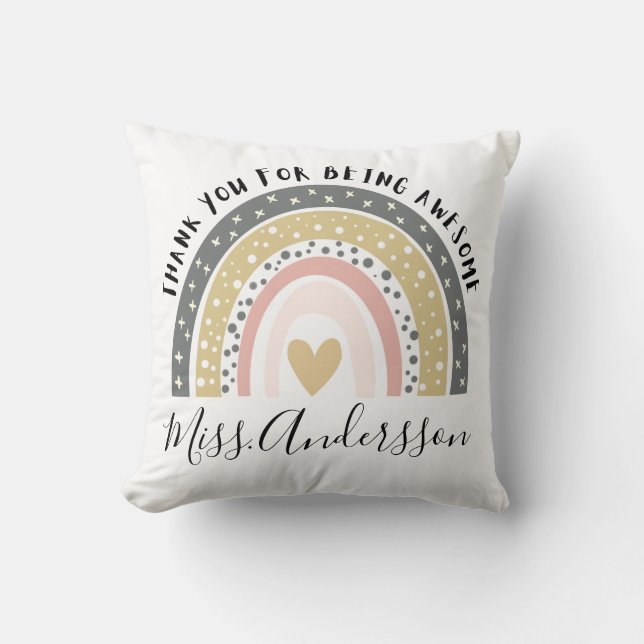 Personalized Teacher Gift, Custom Teacher Gift Throw Pillow (Front)