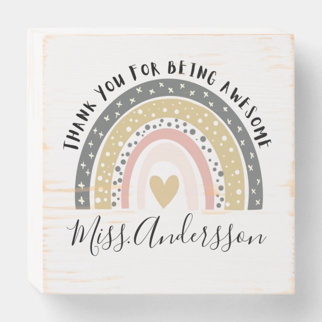 Personalized Teacher Gift, Custom Teacher Gift Wooden Box Sign (Front Horizontal)