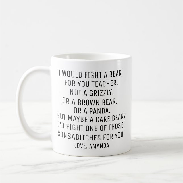 Personalized Teacher Gift, Custom Teacher Gifts,  Coffee Mug (Left)