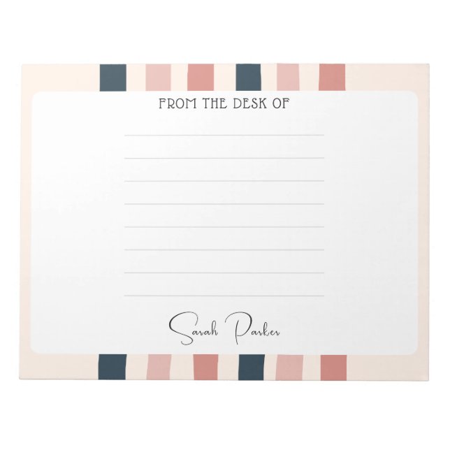 Personalized Teacher Gift From the Desk of  Notepad (Front)