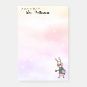Personalized Teacher Gift Post It Notes Rabbit