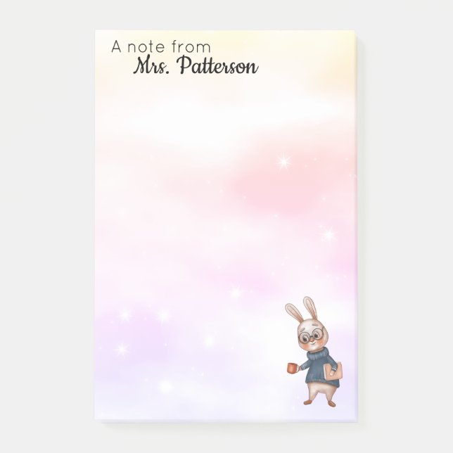 Personalized Teacher Gift Post It Notes Rabbit (Front)