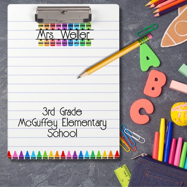 Personalized Teacher Gift Rainbow Crayons   Clipboard (Creator Uploaded)