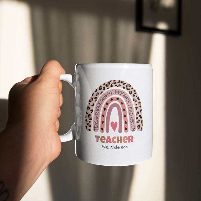 Personalized Teacher Gift , Rainbow Techer  Coffee Mug (Creator Uploaded)