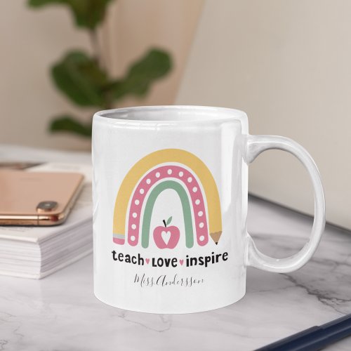  Personalized Teacher Gift Teach Love Inspire Coffee Mug