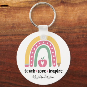 Personalized Teacher Gift Teach Love Inspire Keychain