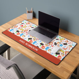Personalized Teacher Gift Watercolor Pattern Desk Mat