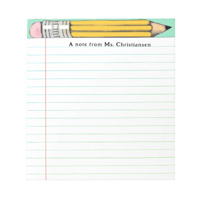 Personalized Teacher Gifts Notepad (Front)