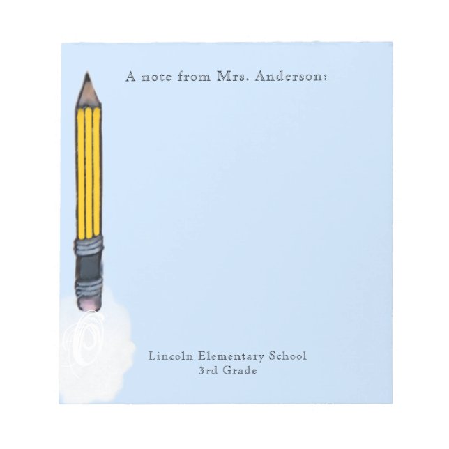 Personalized Teacher Gifts Notepad (Front)