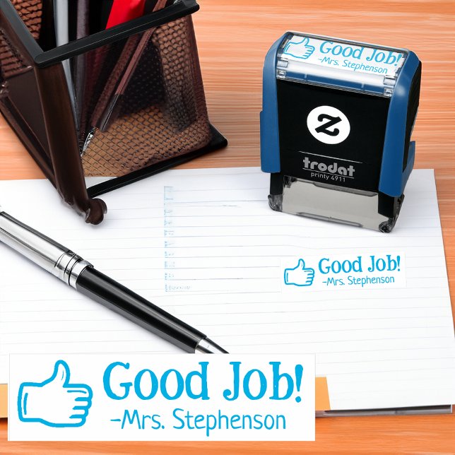 Personalized Teacher Good Job Thumbs Up Reward Self-inking Stamp (good job teacher award reward stamp)