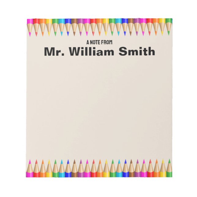 Personalized Teacher Grad Job Gift Back to School Notepad (Front)