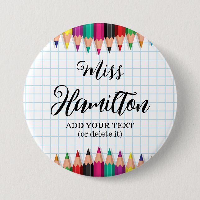 Personalized Teacher Graduation Colorful Pencils Button (Front)