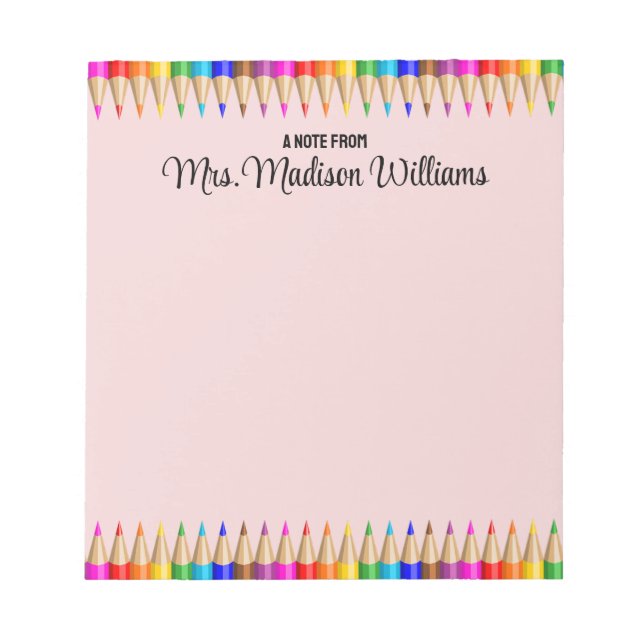 Personalized Teacher Graduation Gift Back 2 School Notepad (Front)