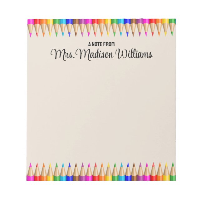 Personalized Teacher Graduation Gift Back 2 School Notepad (Front)