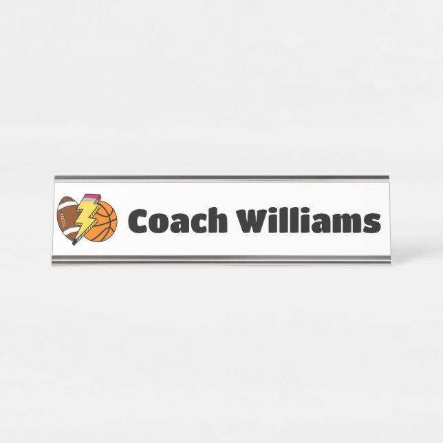 Personalized Teacher Graduation Gift New PE Coach Desk Name Plate (Front)