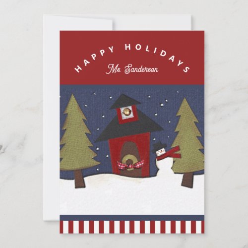 Personalized Teacher Holiday Christmas Cards