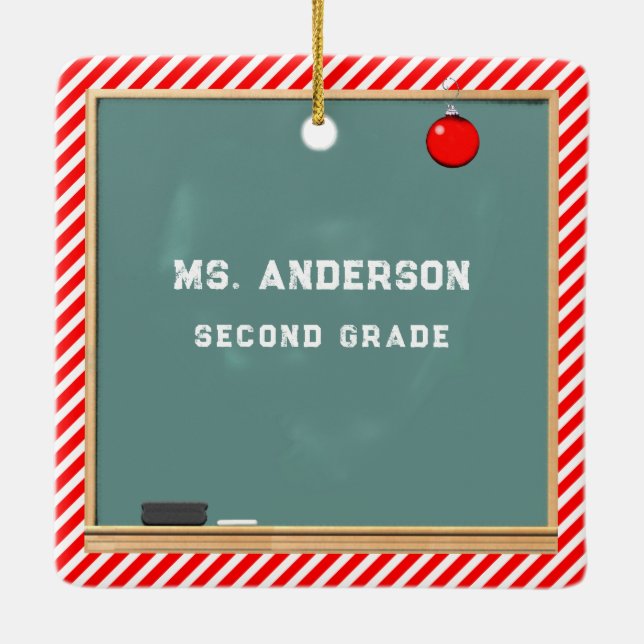 Personalized Teacher Holiday Gift Ceramic Ornament (Back)