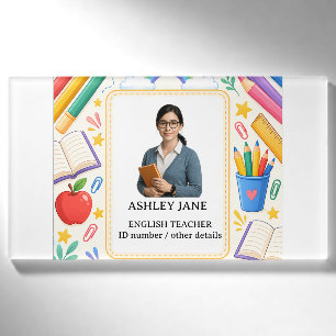 Personalized Teacher ID Badge School Staff
