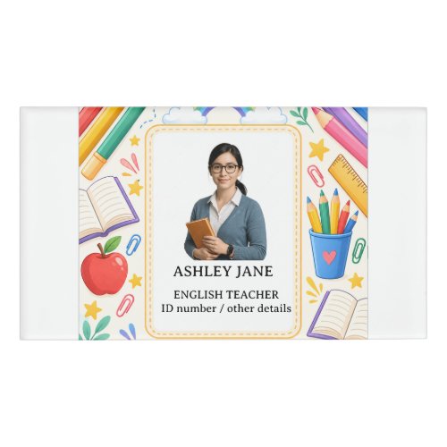 Personalized Teacher ID Badge School Staff