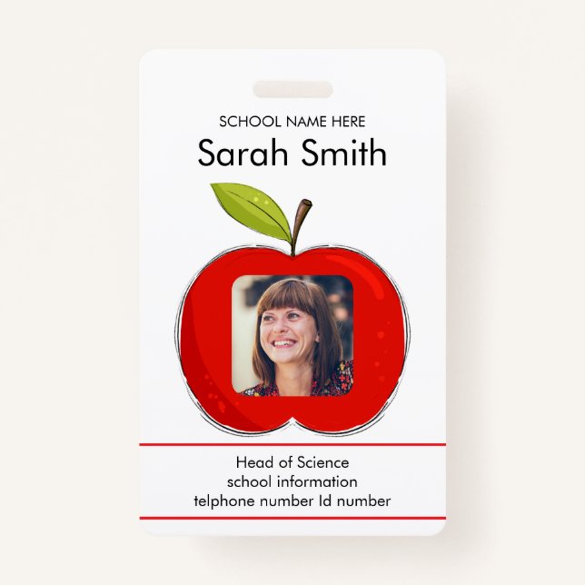Personalized Teacher Identification Card – Apple  Badge (Front)