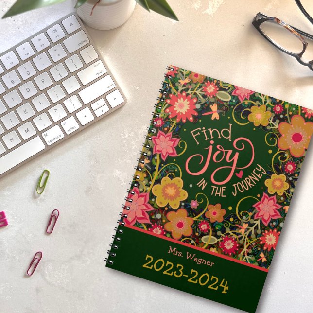 Personalized Teacher Joy in Journey Pretty Floral Planner (Creator Uploaded)
