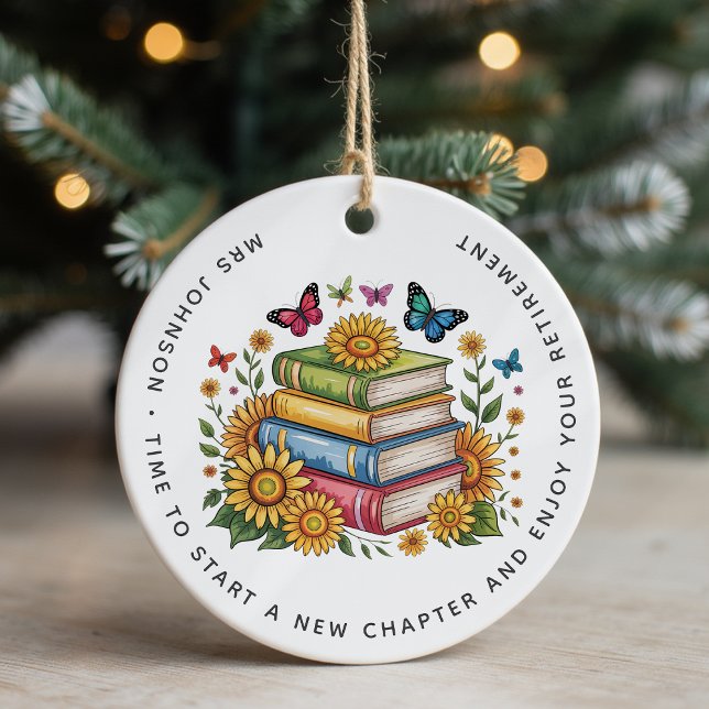 Personalized Teacher Librarian Retirement Ceramic Ornament (Creator Uploaded)