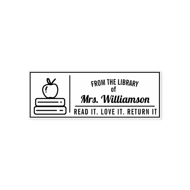 Personalized Teacher Library Colouring Self-inking Stamp (Design)