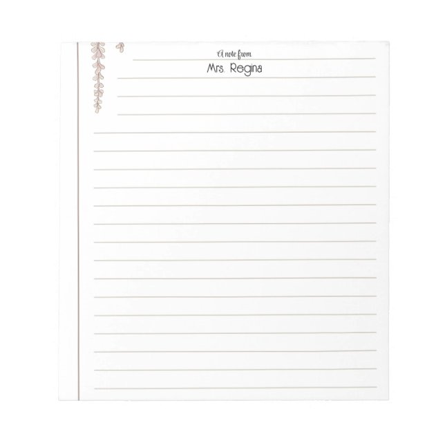 Personalized Teacher lined paper cute notepad (Front)