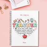 Personalized Teacher Monthly  Planner<br><div class="desc">Brighten a teacher's day—and their desk—with this Personalized Teacher Monthly Planner! Featuring an array of adorable and colorful teacher-themed icons, such as pencils, apples, books, and rulers, this planner is as fun as it is functional. The bold word "Teacher" takes center stage on the cover, accompanied by a playful and...</div>