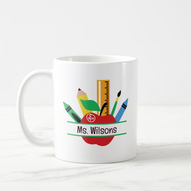 Personalized Teacher Name Apple Classroom Coffee Mug (Left)