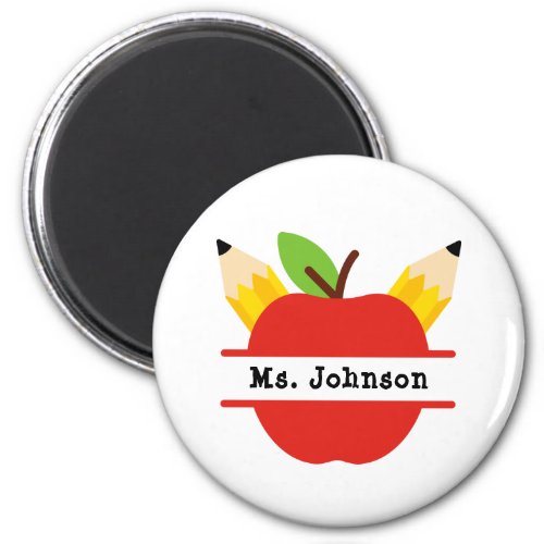 Personalized Teacher Name Apple Magnet