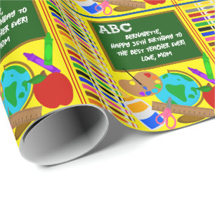 Personalized Teacher Name Birthday Graduation Text Wrapping Paper