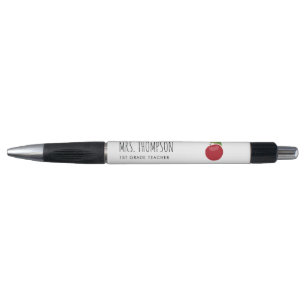 Personalized Teacher Name Class Red Apple Pen