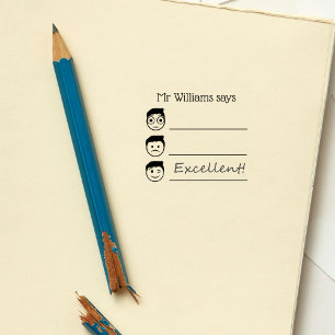 Personalized Teacher Name Emojis Avaliation Rubber Stamp