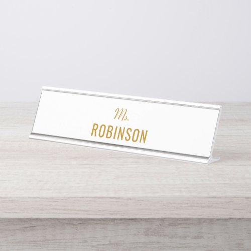 Personalized Teacher Name Gold Script Minimalist  Desk Name Plate